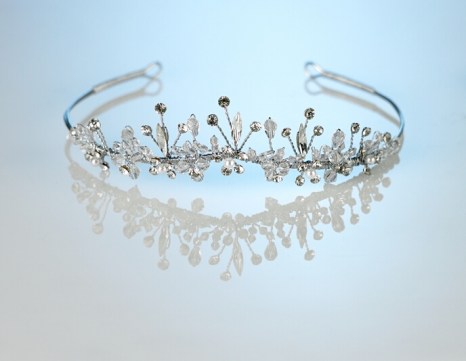 Silver tiara with diamante and crystal - 30mm